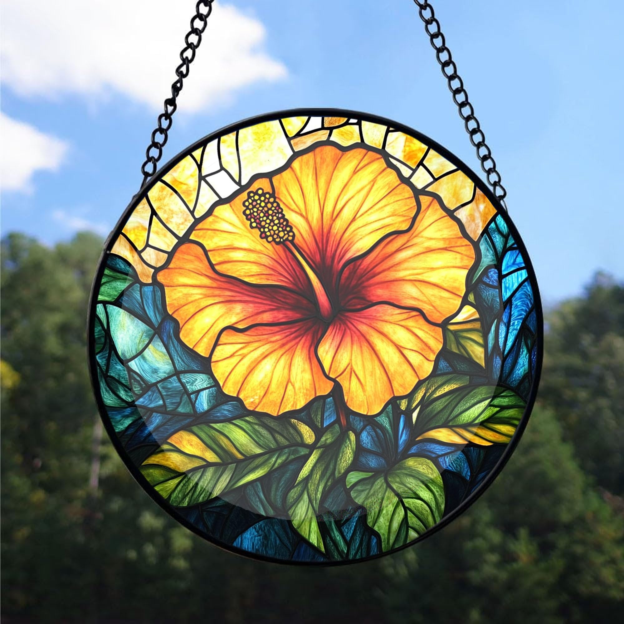 【希少】ヴィンテージ ART glass STENHYTAA W.W. Amazon.com: Hibiscus Flower Stained Glass Window Hanging,7.9